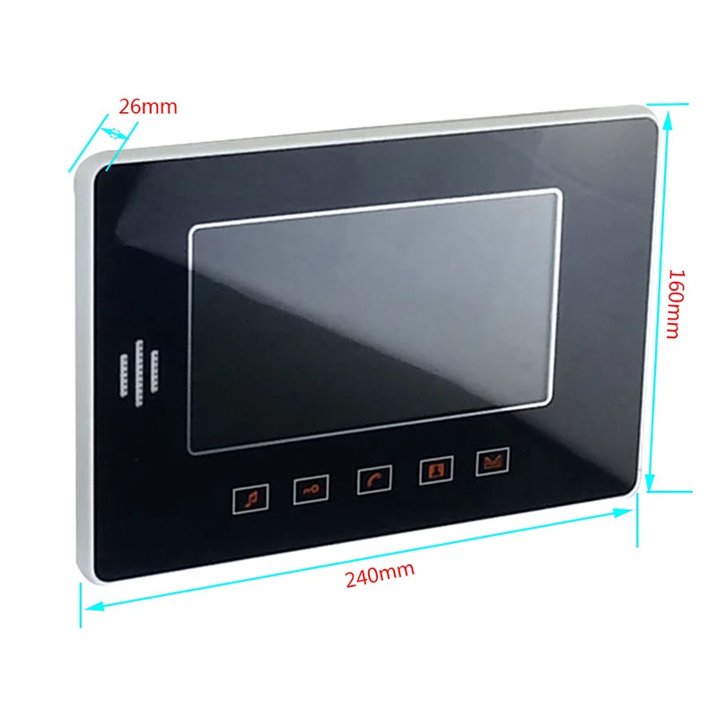 808MA11 hands-free CMOS wired wall mounting one to one video doorphone intercom system 7 inch color video door phone