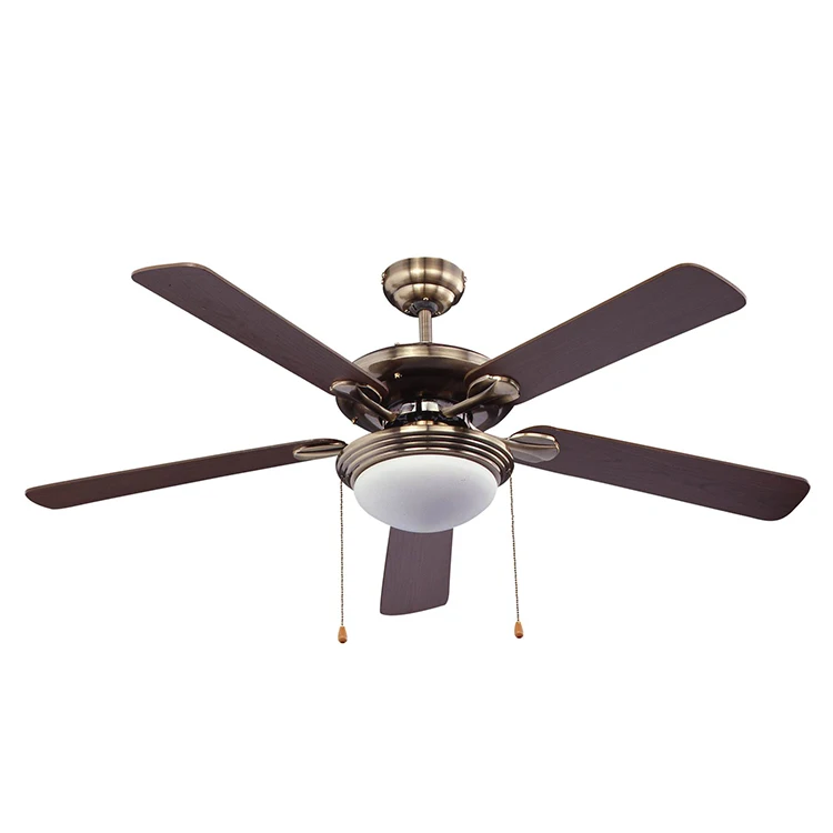60w 52 Inch Remote Control Pure Copper Motor Modern Shape Brown Ceiling