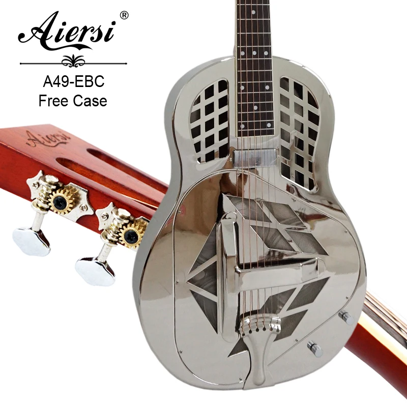 

Aiersi Brand Metal Bell Brass Body Bluegrass Electric Tricone Acoustic Resonator Guitar