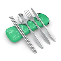 

stainless steel travel flatware set in case fork spoon chopstick cutlery set in pouch