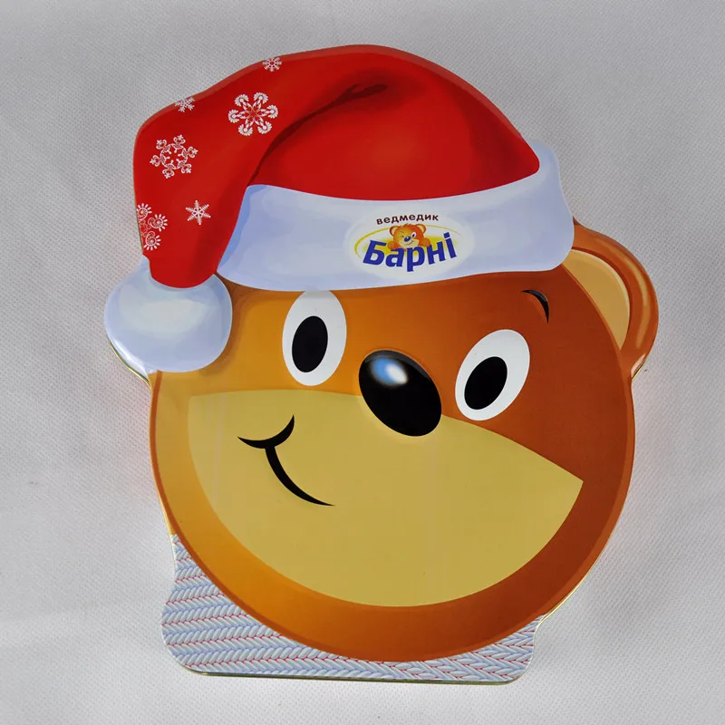 packaging candy round tin,metal box for candy,bear shaped irregular candy tin can