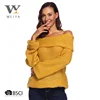 MOQ 2 pcs off shoulder cotton thick pull over sweater for women