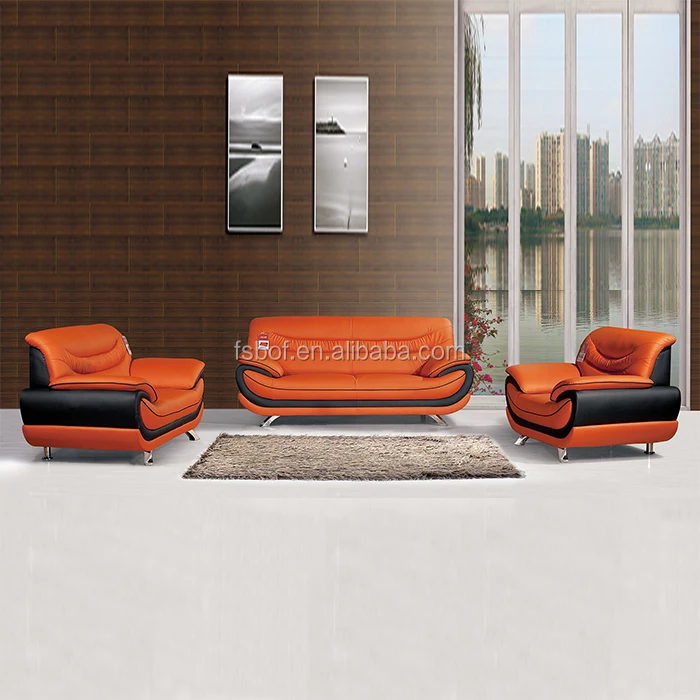 Modern Camel Leather Living Room Sofa Set Indian Furniture Pure 668