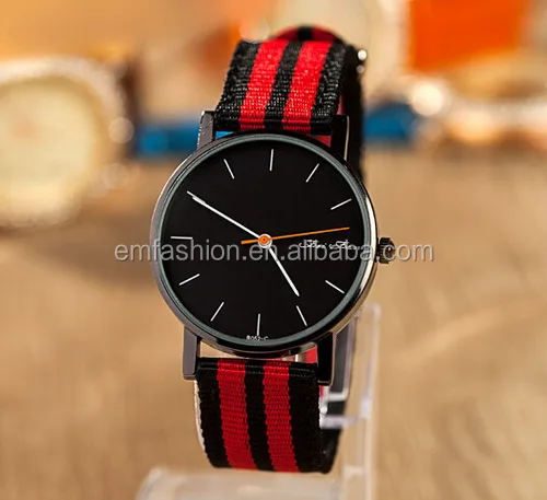

Fashion Personality Colorful Nylon Strap Band Japan Movt Stainless Steel Back Women Men Unisex Sport Quartz Watch