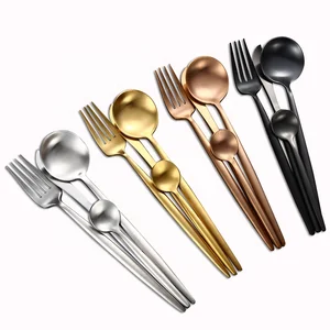 Image of Cathylin Portugal 304 Stainless Steel Dinnerware Set With Spoons Forks Knives For Wedding Hotel Restaurant Events
