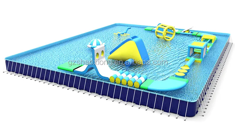 Inflatable Floating Water Game Water Obstacle Course In Sea Or Pool Metal Frame Swimming Pool China Factory Price For Sale
