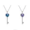 Hermosa Jewelry Austria Aurora Crystal Necklace Pendant 925 Sterling Silver Key Shaped Gifts For Girls