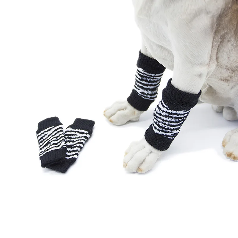 

Winter Thick Warm Puppy Pet Dog Leg Socks Anti Slip Shoes Zebra Leopard Dots Print Non-slip Leg Warmers Pet Supplies, Blue,pink,black,leopard
