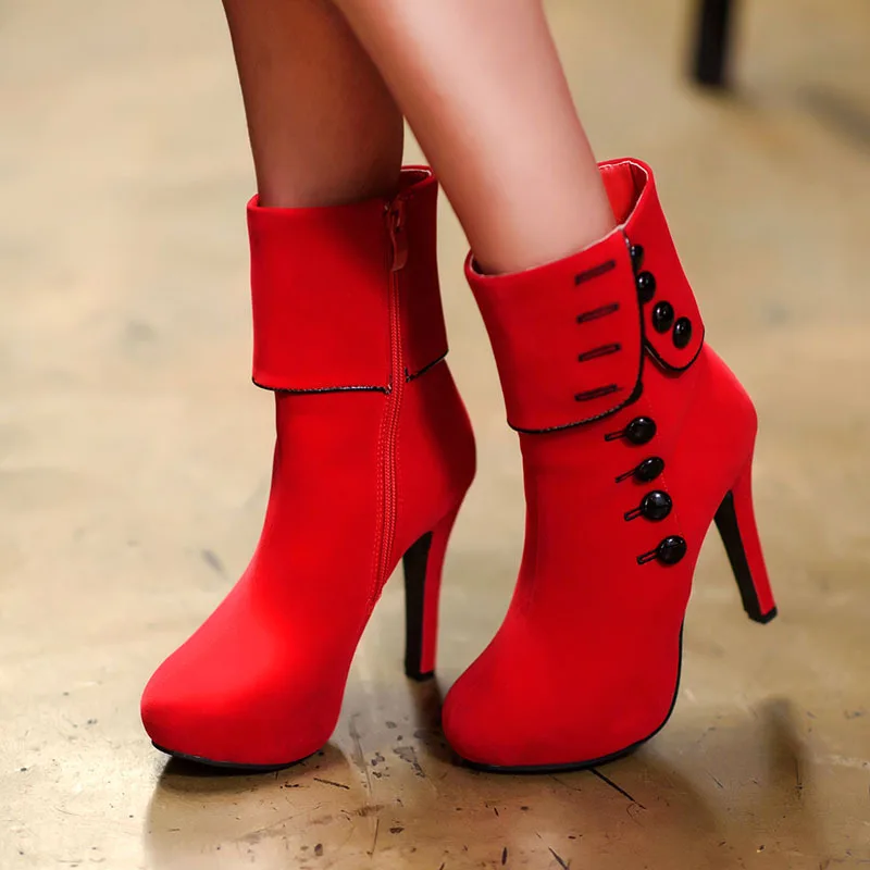 Winter Red Women High Heel Winter Boot Suede Upper Platform Boots Buy