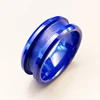 beveled edge center groove 8mm blue ceramic blank ring for inlay