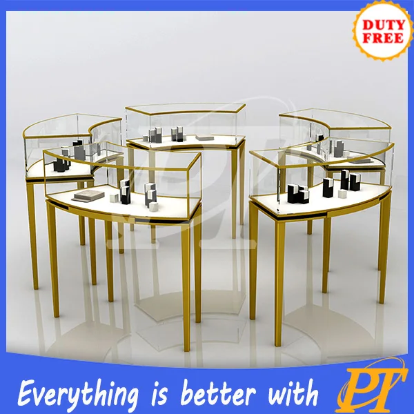 Glass jewelry kiosk showcasejewelry display showcase kiosk for mall (1)