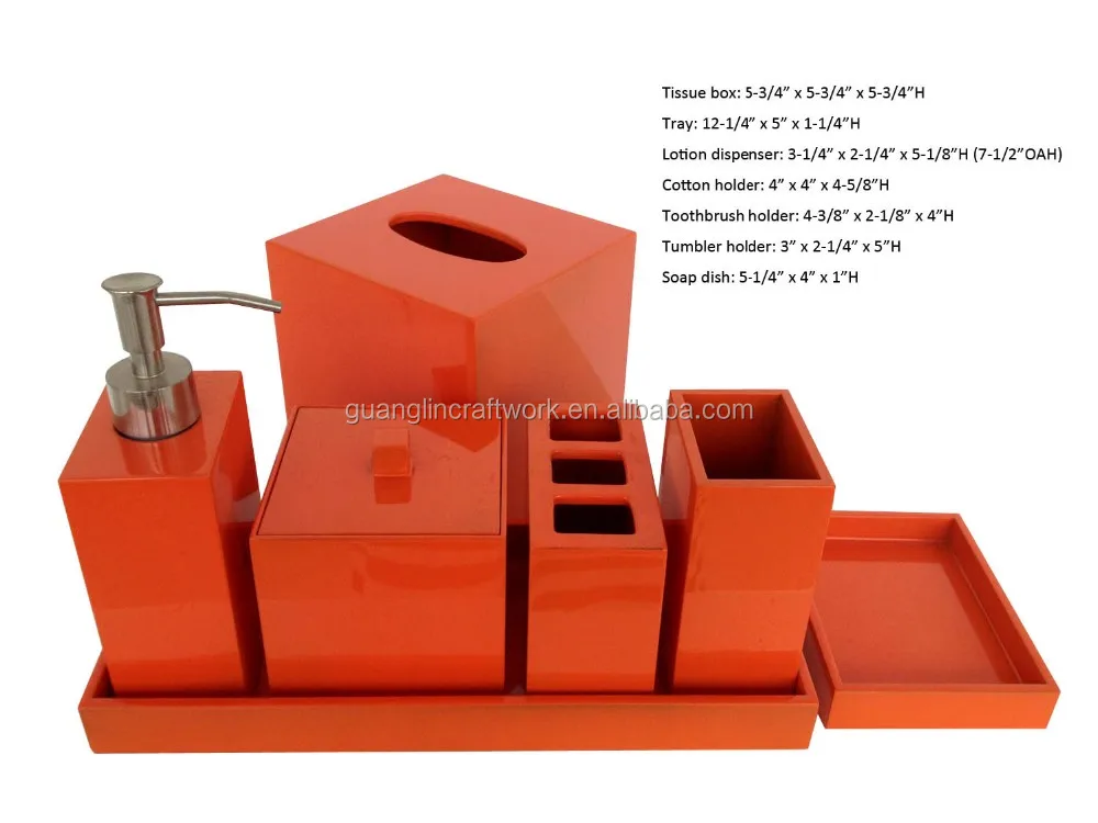 Simply Bath Accessory Ceramic Bathroom Set Rubberwood Bathroom Set