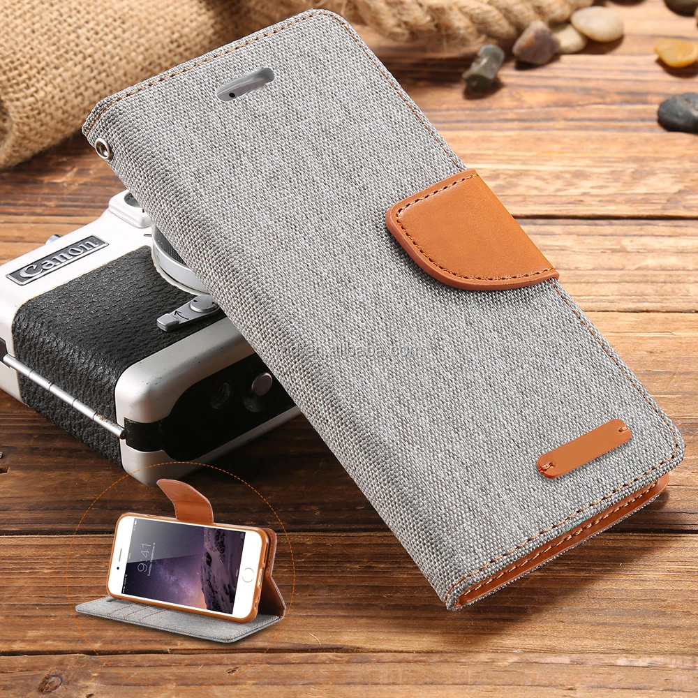 

2016 cloth grain luxury leather wallet/stand/card slot PU & Cloth Wallet Case for iphone 6s case, N/a