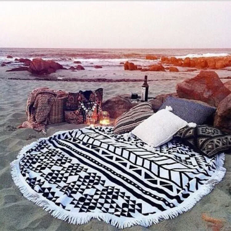 

Hot Selling Custom Full Printed Round Towel Beach