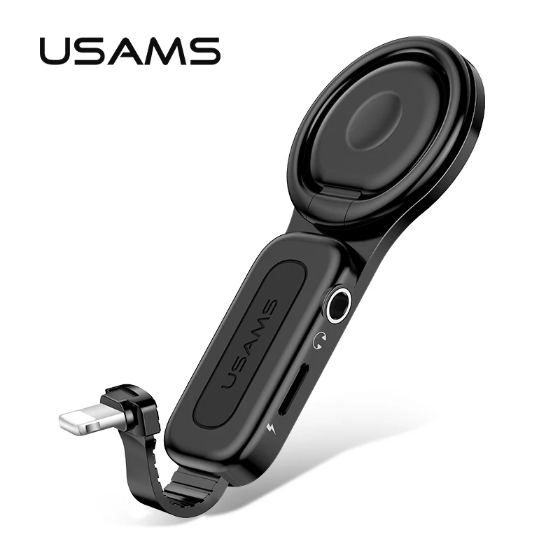 

New products USAMS earphone adapter for iphone to 3.5mm for lightning aux headphone jack Multi-function Mobilephone accessories