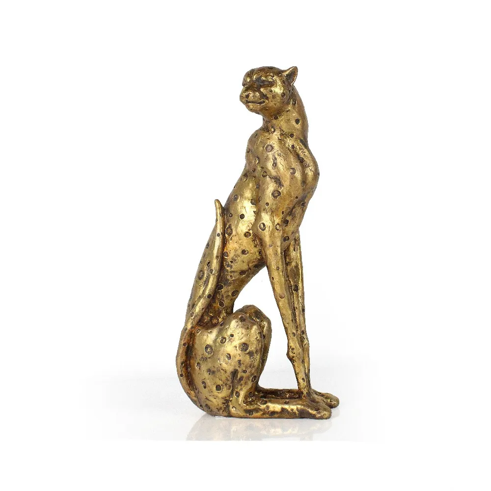 Resin Golden Sculpture Leopard Statue Gifts Home Decor details