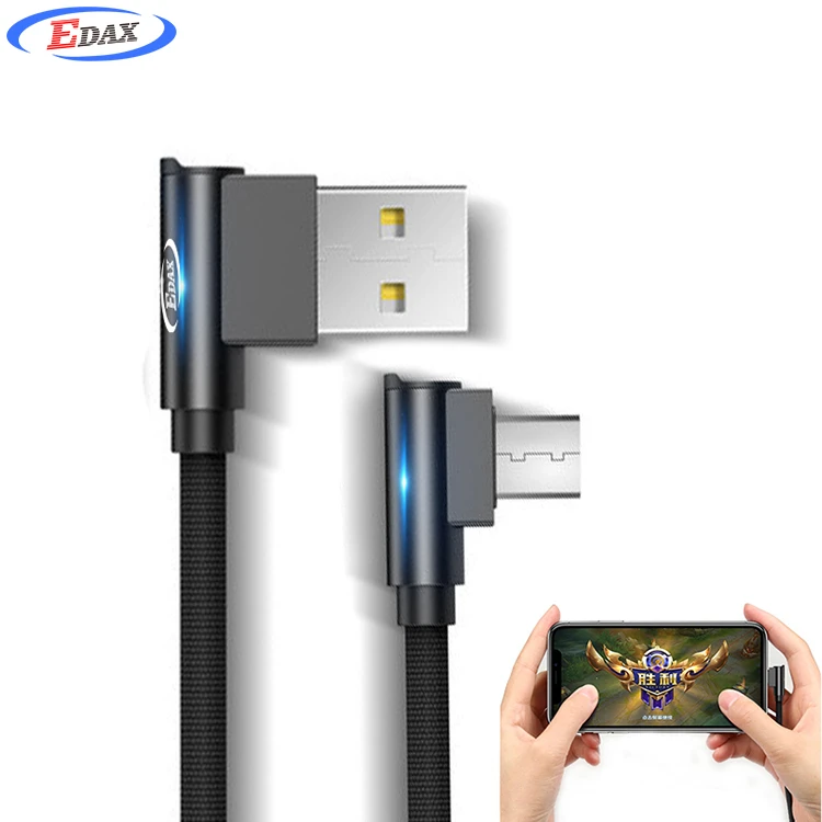 

100CM premium 90 Degree Right angle Anglealuminium alloy Micro USB to usb 2.0 Charge Cable for Mobile phone, Black / red
