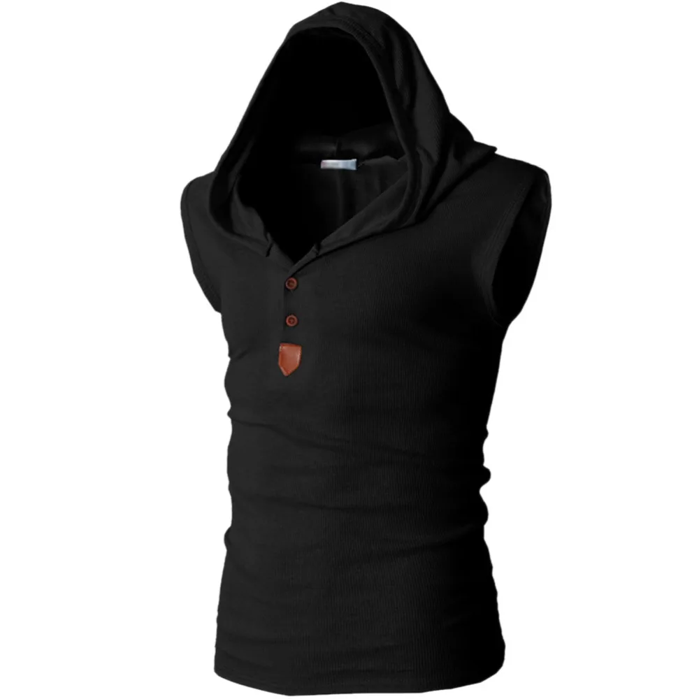 KLJR Men Summer Zip Up Sleeveless Sports Hoodie Plain Tank Top Shirts