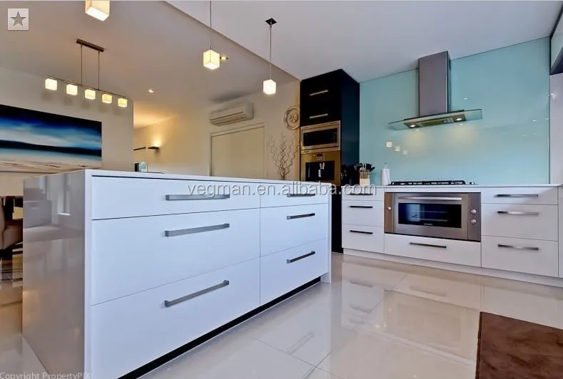 Blanco Brillo Laminado Mdf Puertas De Gabinete De Cocina Moderna Cocina