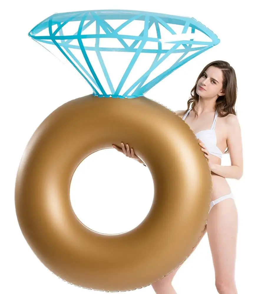 

Inflatable Diamond Ring Pool Float Engagement Ring Bachelorette Swimming Tube Stagette