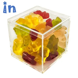 Image of Hot sell factory new product plastic cube display clear plexiglass lucite candy box with lid acrylic food box
