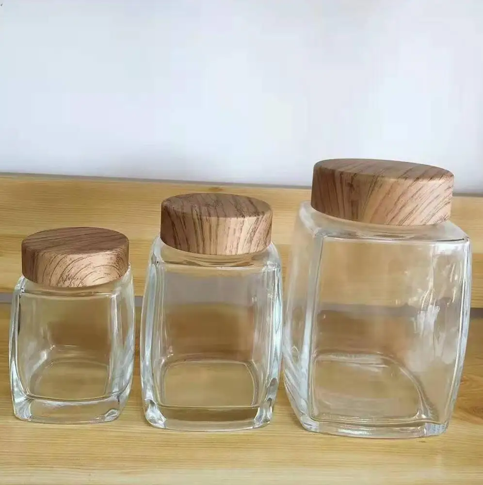

High Quality Square Honey Glass Jar 180ml 360ml 750ml with Lid, Clear