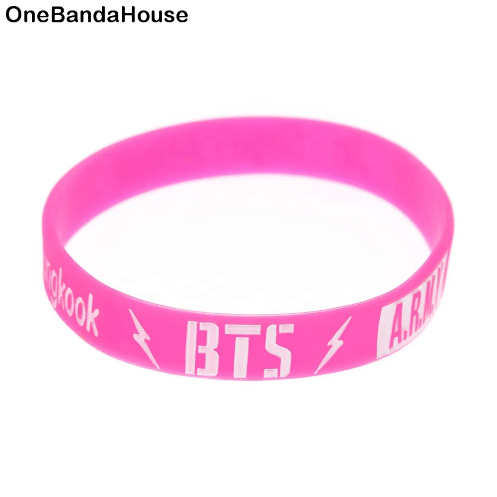 

Wholesale 50PCS/Lot BTS ARMY Silicone Bracelet Classic Decoration Wristband, Pink;red;blue