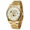 WINNER 263 Luxury Big Dial Winner Waterproof Custom Gold Black Brand Automatic Skeleton Bracelet Men Watches