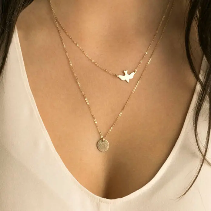 

YongZe free sample women accessories bird dove necklace charms, Gold,sliver