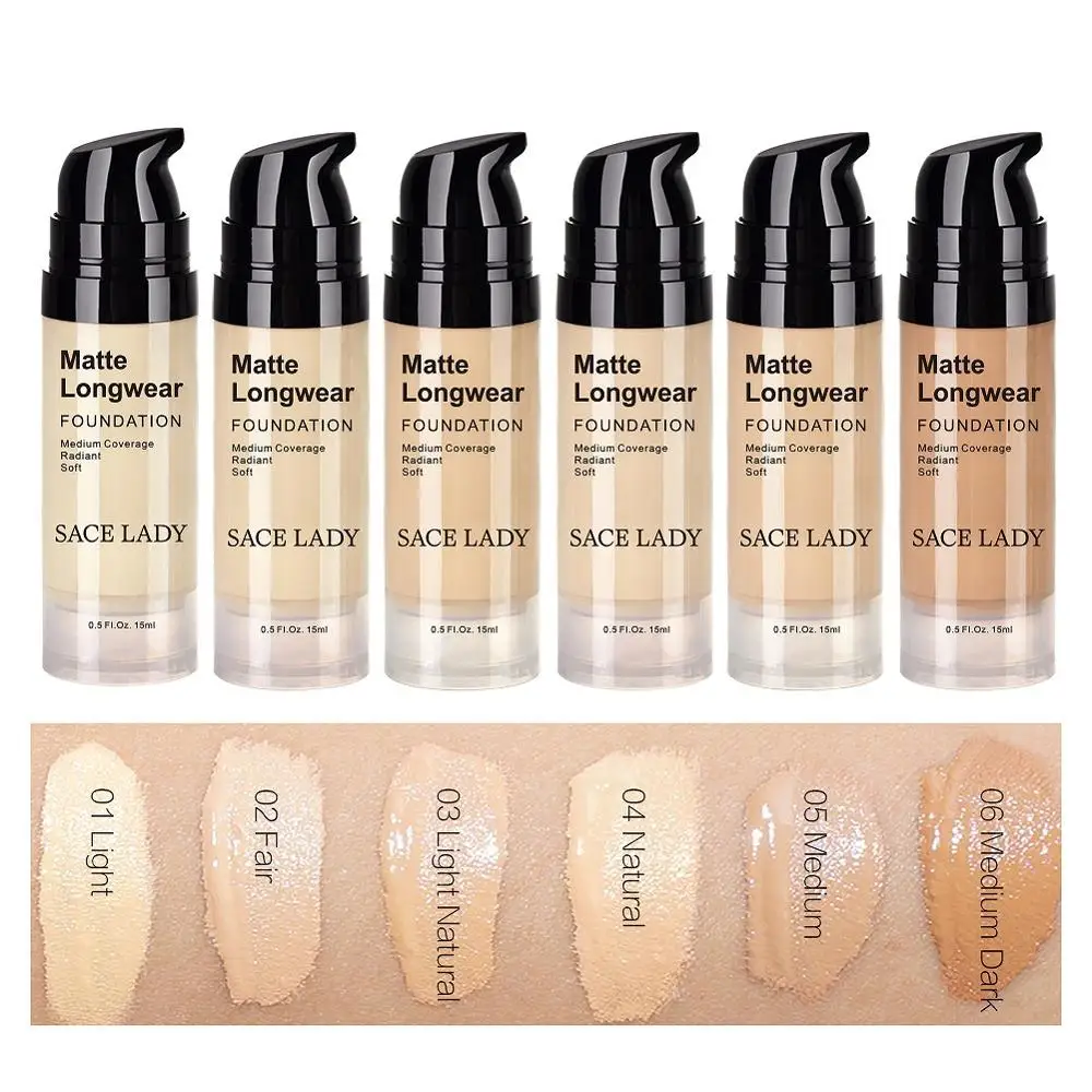 

Wholesale professional base face foundation makeup for dark skin matte cream oil control liquid natural cosmetic