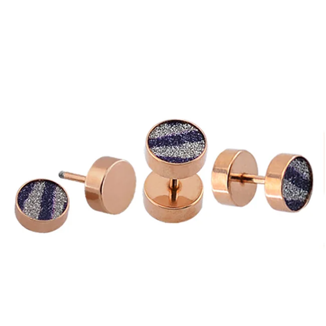

cheap wholesale rose gold filled stud earring sand paper fake plug earrings unisex jewelry, Color as the pictures or up to you