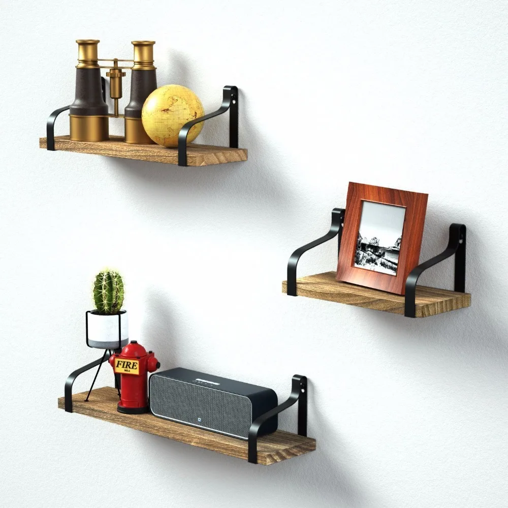 Iron And Wood Storage Display Book Decorative Wall Shelf Buy