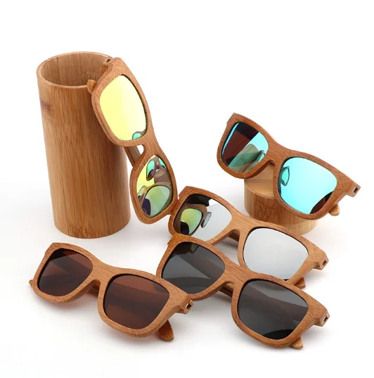 

Real Solid Handmade Wooden Sunglasses for Men, Polarized Lenses with Gift Box, As picture shows