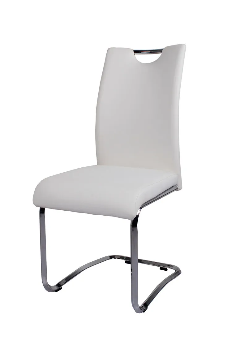 Modern Metal Leg Leather White Chrome Dining Chairs Leg Leather White Chrome Dining Chairs
