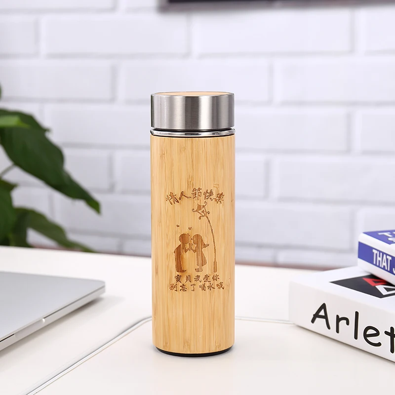 

Wholesale 304 Stainless Steel 500ML Bamboo Sports Water Bottle With Filter Infuser BPA Free