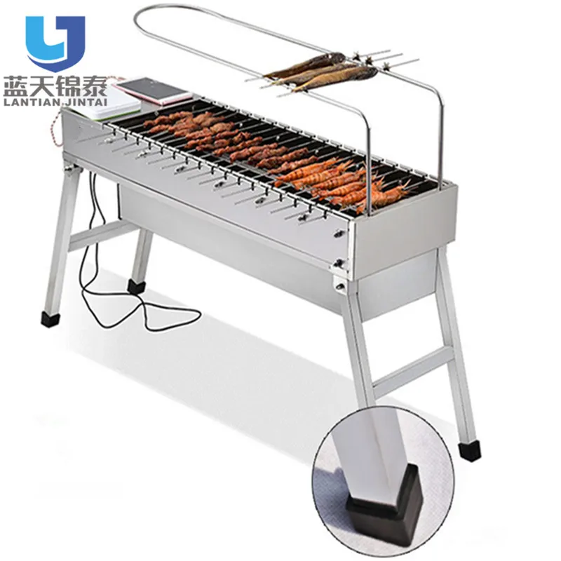 

Easy Clean Automatic Outdoor Electric Grill Barbecue Machine Portable Bbq Grill, Sliver