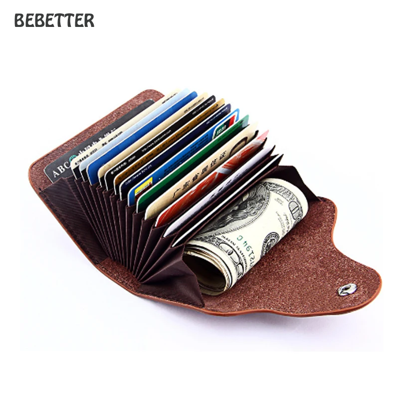 

New Genuine Leather Unisex Business Card Holder Wallet Bank Credit Card Case ID Holders, Coffee, rose,brown,blue,black,purple