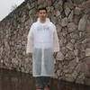 Long Sleeve Cuff Windproof Upgrade Version of One-piece Environmental Protection Transparent Raincoat Average Size(White)
