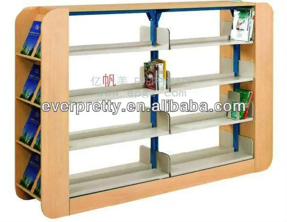 Whole Wooden Library Bookshelf 4 Layers Double Sided Book