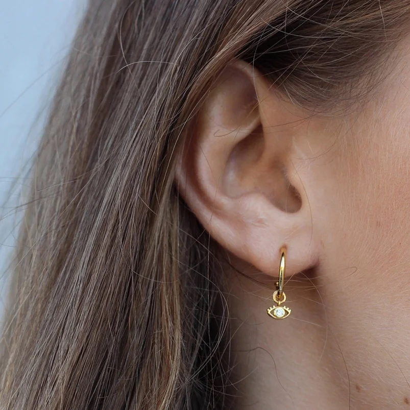 
2020 Minimalist jewelry dainty charm huggies 925 silver 18k gold dangle hoop earrings 