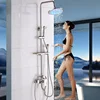 Brushed Nickel Shower Faucet Set Bath Tub Mixer Tap LED Light Rain Shower Head with Bidet Sprayer Plastic Holder and Hooks