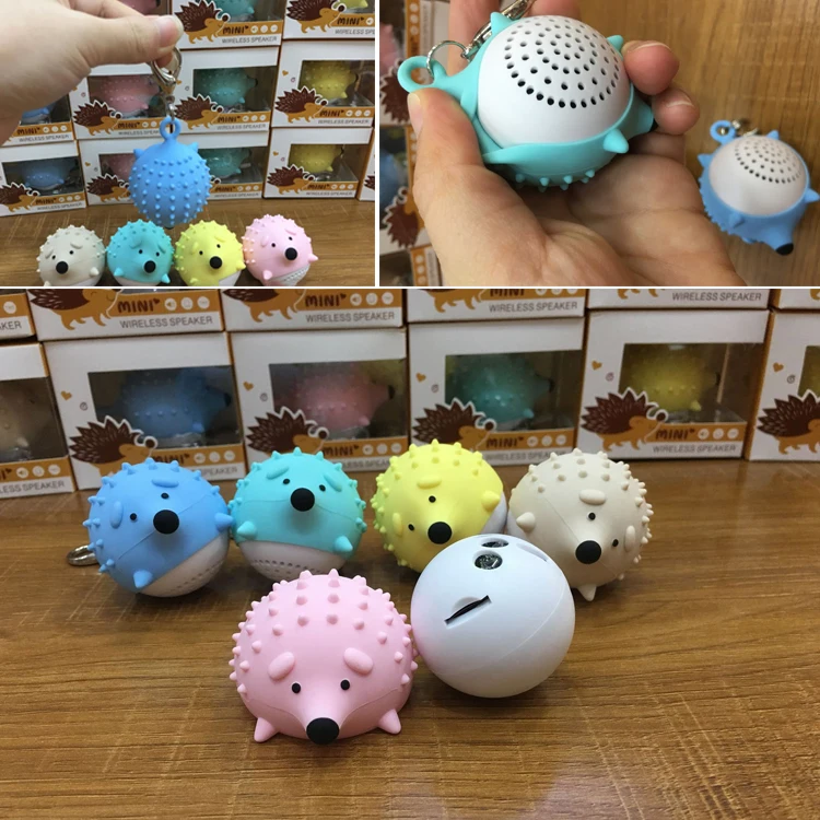 Cute portable mini wireless handsfree cartoon animal hedgehog speaker with keychain - ANKUX.COM
