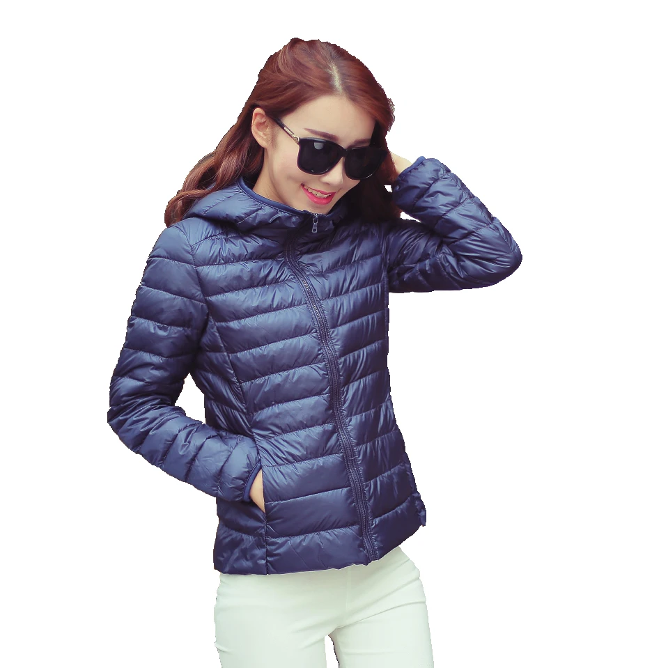 

Winter Jacket Padded Ladies Slim Hooded Parka Duck Down Coat Women 2018 New Arrival, 12 colors as photo