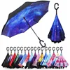 Windproof Double Layer Folding Inverted Umbrella, Self Stand Upside-Down Rain Protect Car Reverse Umbrellas with C-Shaped Handle