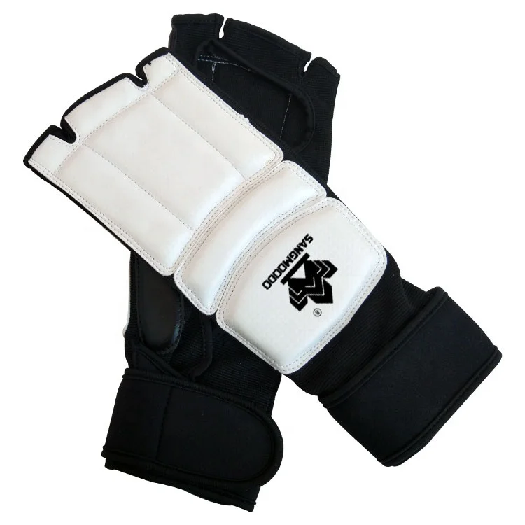 

White durable pu breathable tkd training sparring foot gear taekwondo feet protector, White,black