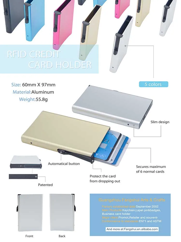 RFID Blocking Aluminum Slim Wallet ID Credit Card Holder Case Protector Purse Oz
