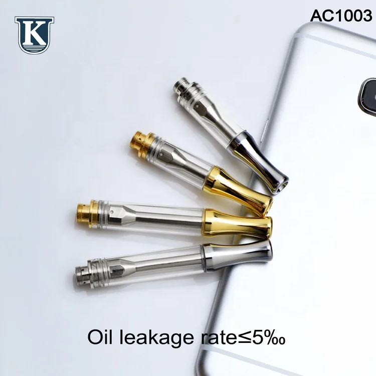 

KU AC1003 cbd cartridge bulk empty carts factory direct wholesale 1ml oil glass 510 thread ceramic vape cbd atomizer for cbd pen, Gold/silver