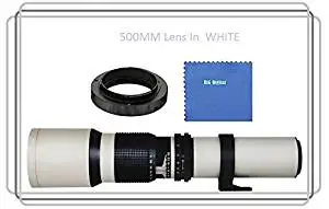 Vivitar 500mm f/8.0 Manuel Focus Telephoto Lens (White) For Olympus PEN E-P1, E-P2, E-P3, E-P5, E-PL1, E-PL2, E-PL3, E-PL5, E-PL6, E-PL7, E-PM1, E-PM2, OM-D E-M1, E-M5, Mark II, E-M10 (MFT) Panasonic Lumix DMC, G1, G2, G3, G5, G6, G10, G6KK, GF1, GF2, GF3, GF3KK, GF3CK, GF5, GF5KK, GF5KR, GF5XR,