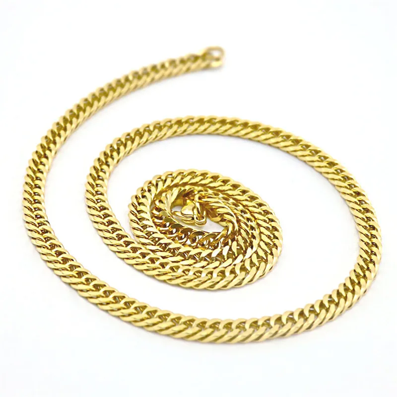 

316L Stainless Steel Franco Curb Real Hip Hop Chain Necklace for Men, Gold