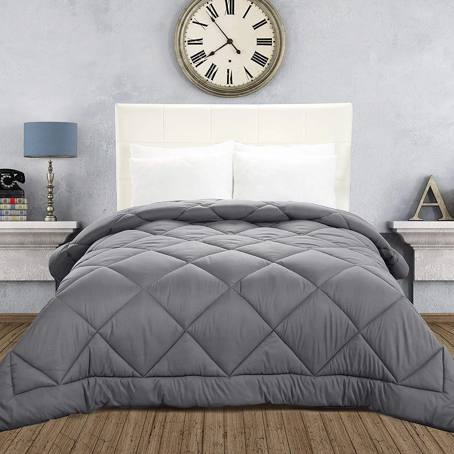 Grey Color All Seasons Bed Comforter Duvet Insert With Siliconized